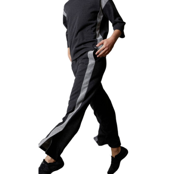 Josie Natori Women's Chi French Yoga Gym Sweatpants Black Terry Pants Small - Picture 3 of 4